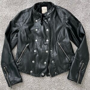 We The Free Black Faux Leather Women's Jacket Small